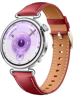 Huawei Watch Gt6 41MM Ile Uyumlu Starlight Gold Metal Tokalı Deri Zarif Şık Kordon