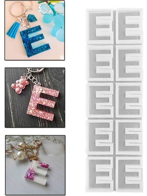 Epoksi Çoklu Silikon Kalıp Düz E Harfi Anahtarlık Reçine Seri Döküm Kalıbı 4 cm 10 Lu