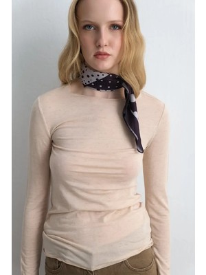 Gusto Kayık Yaka Kaşmir Simli Bluz - Ekru