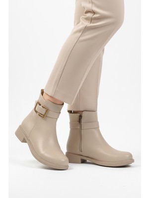 Bej Cilt Fermuarlı Kaymaz Içi Polarlı Kadın Bot 209144 Z