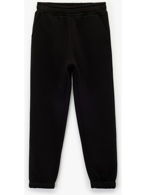 Şardonlu Beli Lastikli Baskılı Basic Jogger Eşofman Altı