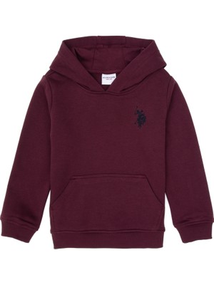 U.S. Polo Assn. Erkek Çocuk Bordo Basic Kapüşonlu Sweatshirt 50313980-VR177