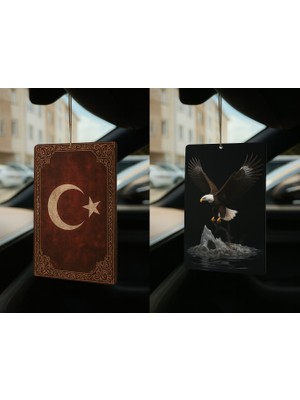 Türk Bayrağı ve Kartal - Ikili Oto Kokusu - Dekoratif Araç Kokusu ve Aksesuarı