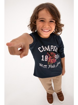 U.S. Polo Assn. Erkek Çocuk Açık Lacivert Bisiklet Yaka Süprem Sweatshirt 50316507-VR059