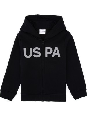 U.S. Polo Assn. Erkek Çocuk Siyah Basic Kapüşonlu Sweatshirt 50315813-VR046