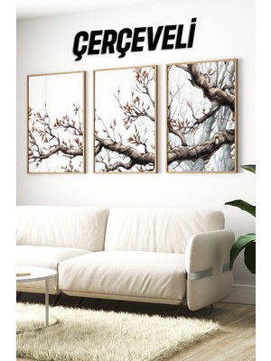 Ahşap Çerçeveli Mdf Tablo Seti Salon ve Oturma Odası Için ÇT3102 23 x 32