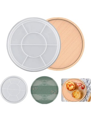 Epoksi Silikon Kalıp Yuvarlak Tepsi Daire Çıkıntılı Sunumluk Tepsi Beton Kalıbı 17.2 cm