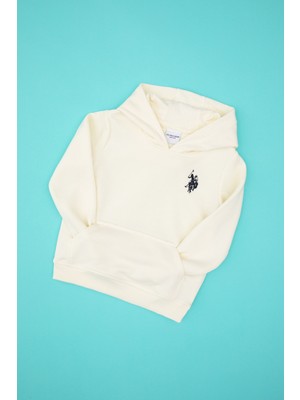 U.S. Polo Assn. Erkek Çocuk Krem Basic Kapüşonlu Sweatshirt 50308442-VR256
