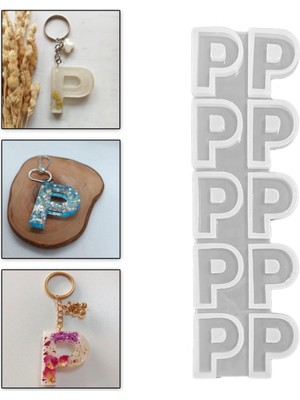 Epoksi Çoklu Silikon Kalıp Düz P Harfi Anahtarlık Reçine Seri Döküm Kalıbı 4 cm 10 Lu