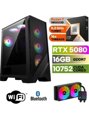 Şafak-Gaming Pc Ddr5-Rtx 5080 16GB -Ryzen 7 9800XD – 32 GB Ddr5 Ram –  1 Tb M.2 SSD 5000 4000 – 240MM Sıvı Sogutma -Windows 11 Pro-