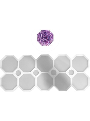 Epoksi Silikon Kalıp Sekizgen Bardak Altı ve Magnet Kalıbı 6.8 cm 10 Lu