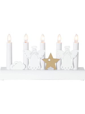 Eglo 410406 "julıa" 5'li Mum E10 Ahşap Beyaz Gold 15CM Yüksekliğinde 28CM Uzunluğunda Dekoratif Aydınlatma