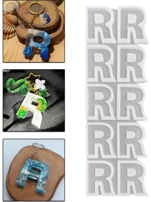 Epoksi Çoklu Silikon Kalıp Düz R Harfi Anahtarlık Reçine Seri Döküm Kalıbı 4 cm 10 Lu