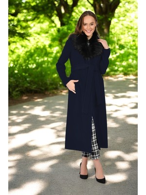 Kışlık Kürk Detaylı Kaşe Kaşmir Kaban