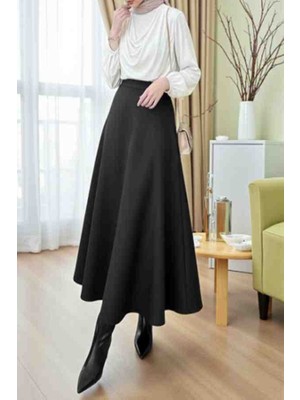 Grey Moda Kadın Scuba Kumaş Puf Kloş Tesettür ve Günlük Etek BOY:94-95CM