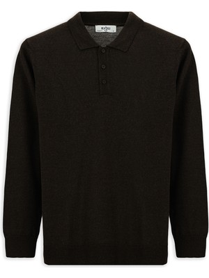 Kiğılı Polo Yaka Düğmeli Regular Fit Sıcak Tutan Yünlü Triko Kazak