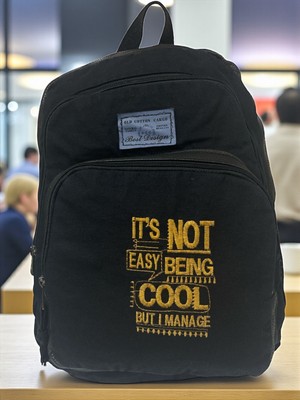 Old Cotton Cargo Old Cotton Kaliteli Siyah Vintage Salaş Baskılı Disayn Günlük Gezi Okul Sırt Çantası Revilla Bag 28X38CM