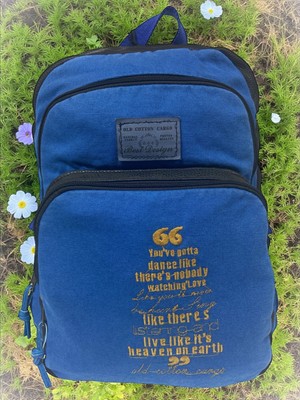 Old Cotton Cargo Old Cotton Kaliteli Siyah Vintage Salaş Baskılı Disayn Günlük Gezi Okul Sırt Çantası Revilla Bag 28X38CM