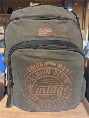 Old Cotton Cargo Old Cotton Kaliteli Siyah Vintage Salaş Baskılı Disayn Günlük Gezi Okul Sırt Çantası Revilla Bag 28X38CM