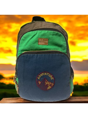 Old Cotton Cargo Old Cotton Kaliteli Siyah Vintage Salaş Baskılı Disayn Günlük Gezi Okul Sırt Çantası Revilla Bag 28X38CM