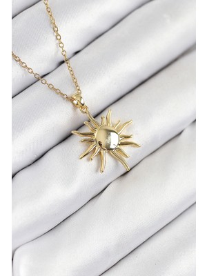 316L Çelik Güneş Model Gold Renk Kadın Kolye