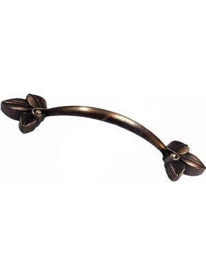 Dekoratif Zamak Yaprak Kulp - 96MM, Eskitme, 1 Adet - Lisinya