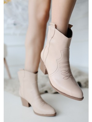 Akver Nude Cilt Topuklu Bot - Lisinya