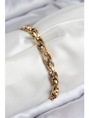 316L Çelik Örgü Model Gold Renk Kadın Bileklik - Lisinya