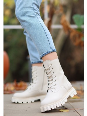 Bria Bej Cilt Bağcıklı Bot - Lisinya