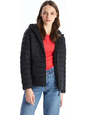 Kadın Kapüşonlu Düz Şişme Mont  (W5)