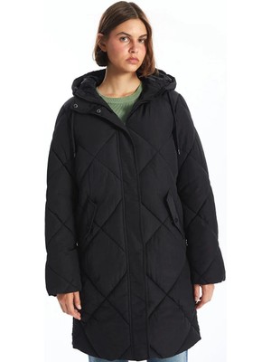 Kapüşonlu Kapitone Kadın Şişme Mont  (W5)