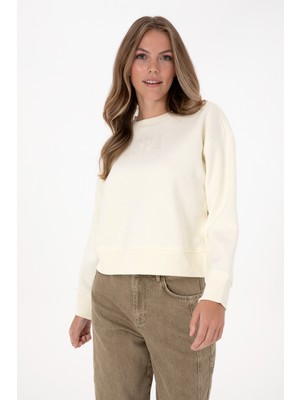 U.S. Polo Assn. Kadın Krem Bisiklet Yaka Basic Sweatshirt 50307752-VR256