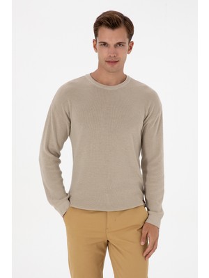 U.S. Polo Assn. Erkek Comfort Fit Bisiklet Yaka Taş Melanj Basic Kazak 50313679-VR225