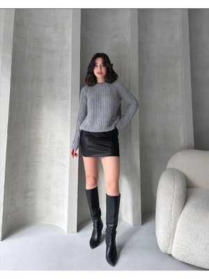 Bisiklet Yaka Selanik Örgü Triko Kazak