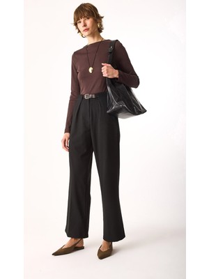 Kemer Detaylı Chino Pantolon-Siyah