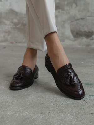 Pippa Kahve Kroko Hakiki Deri Kadın Makosen