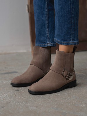 Novan Vizon Süet Hakiki Deri Kadın Bot