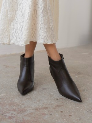 Akdor Kahve Hakiki Deri Kadın Bot