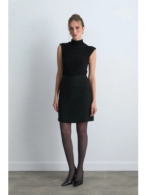 Gusto Anvelop Kesim Mini Etek - Siyah