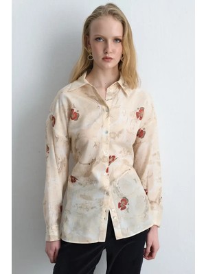 Gusto Anka Koleksiyonu Lyocell Gömlek - Ekru