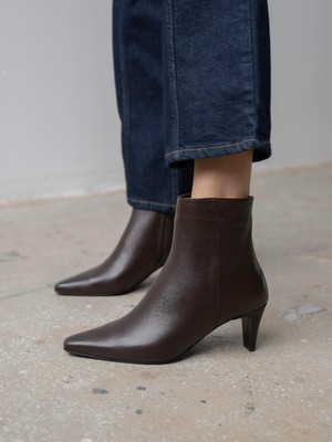 Voren Kahve Hakiki Deri Kadın Bot