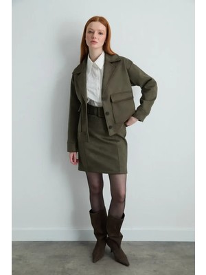 Gusto Cepli Suni Süet Ceket - Haki