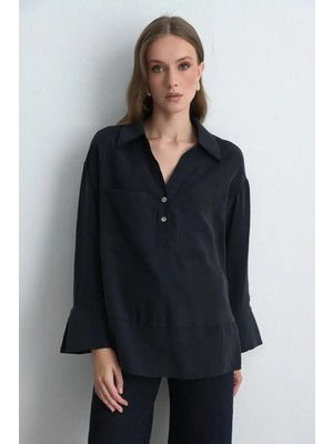 Gusto Rahat Kesim Modal Gömlek - Siyah