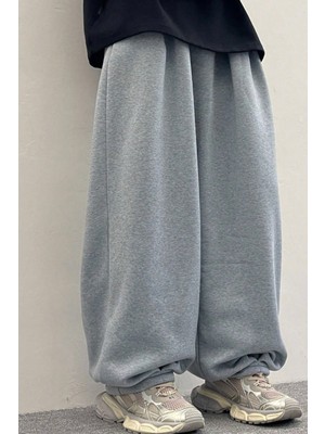 Bol Baggy Eşofman Altı Lastikli Paça Ayarlanabilir Unisex Erkek Kadın Gri Siyah Antrasit