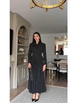 Nakışlı Siyah Ikili Takım