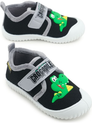 Gezer Erkek Çocuk Kışlık Tek Cırt Cırtlı Ayarlanabilir Rahat Taban Ev, Bahçe, Okul, Kreş Panduf Ayakkabı