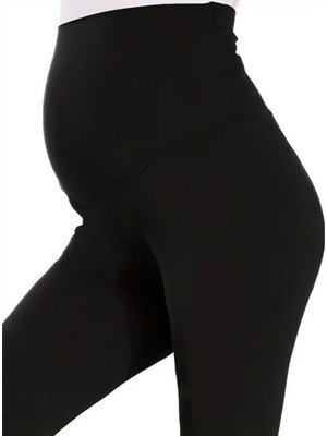 Hamile Tayt Bel Ayarlı Likralı Dalgıc Kumaş Esnek Yüksek Bel Hamile Özel Gün