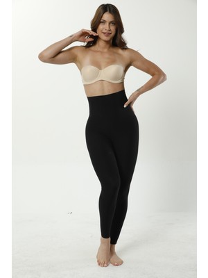 Diz Yapmayan Lazer Kesim Yüksek Bel Korseli Kadın Tayt(Iki Beden Küçültür)