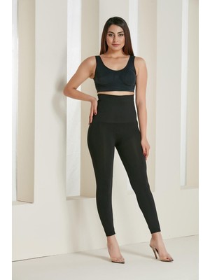 Kadın Siyah Ekstra Sıkılaştırıcı Yüksek Bel Korse Tayt