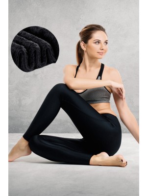 Kadın Siyah Içi Peluş Kışlık Termal Tayt